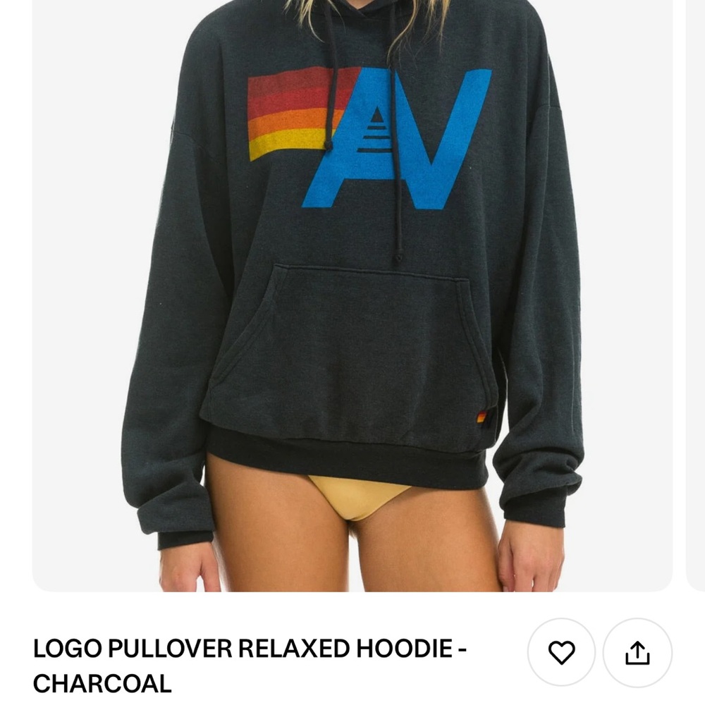 Aviator Nation Charcoal Hoodie with Multicolor Logo